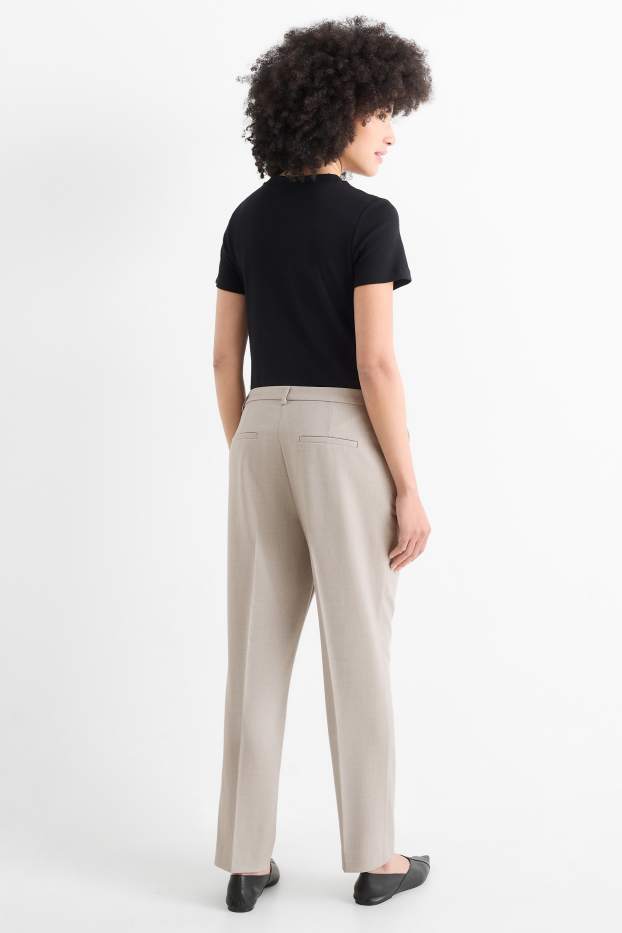 Women - Cloth trousers - mid-rise waist - tapered fit - light beige