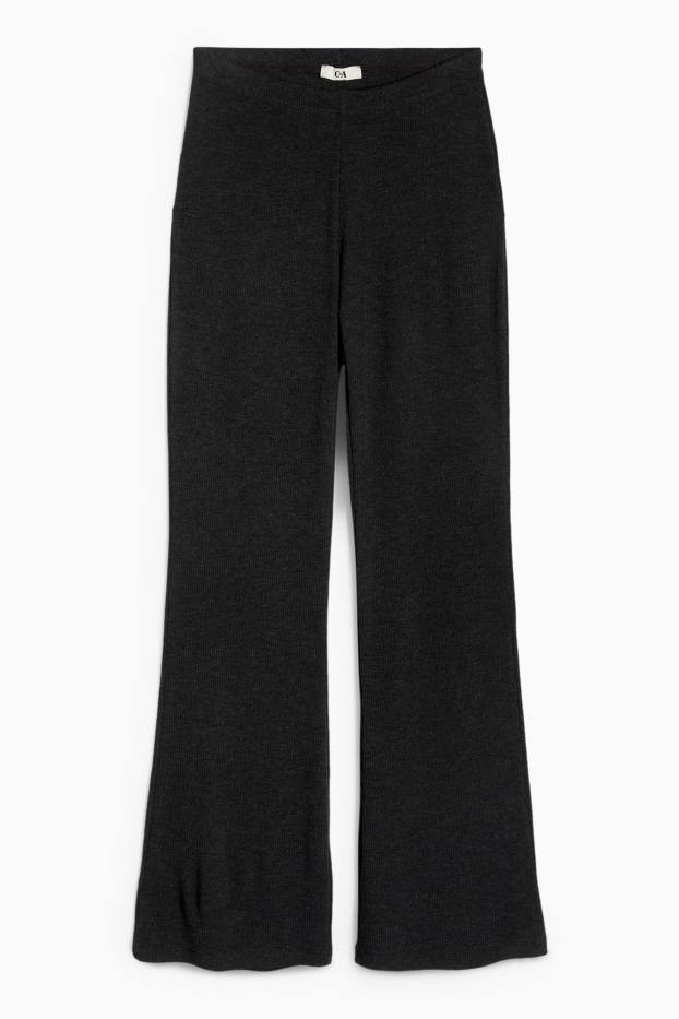 Dona - Leggings acampanats - acanalats - gris fosc