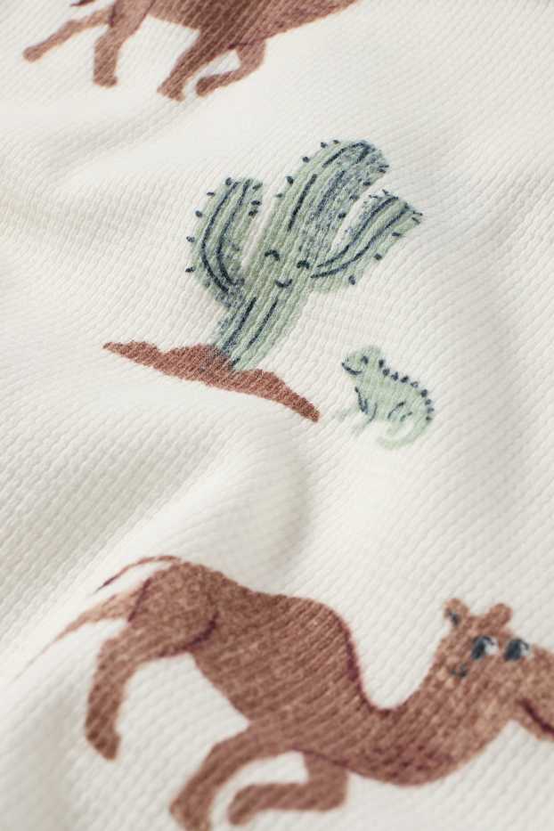 Baby: jongens - Kameel - baby-T-shirt - ribstof - wit