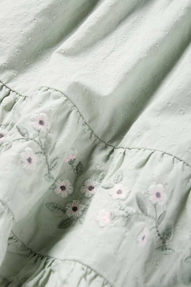 Baby Girls - Floral - baby dress - textured - mint green
