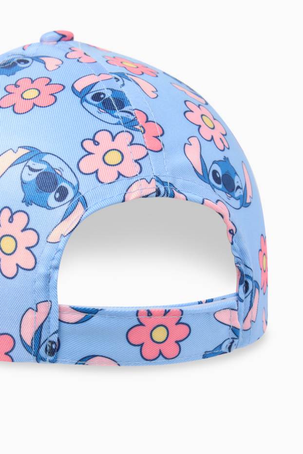 Kinder Mädchen - Lilo & Stitch - Baseballcap - geblümt - blau  / pink
