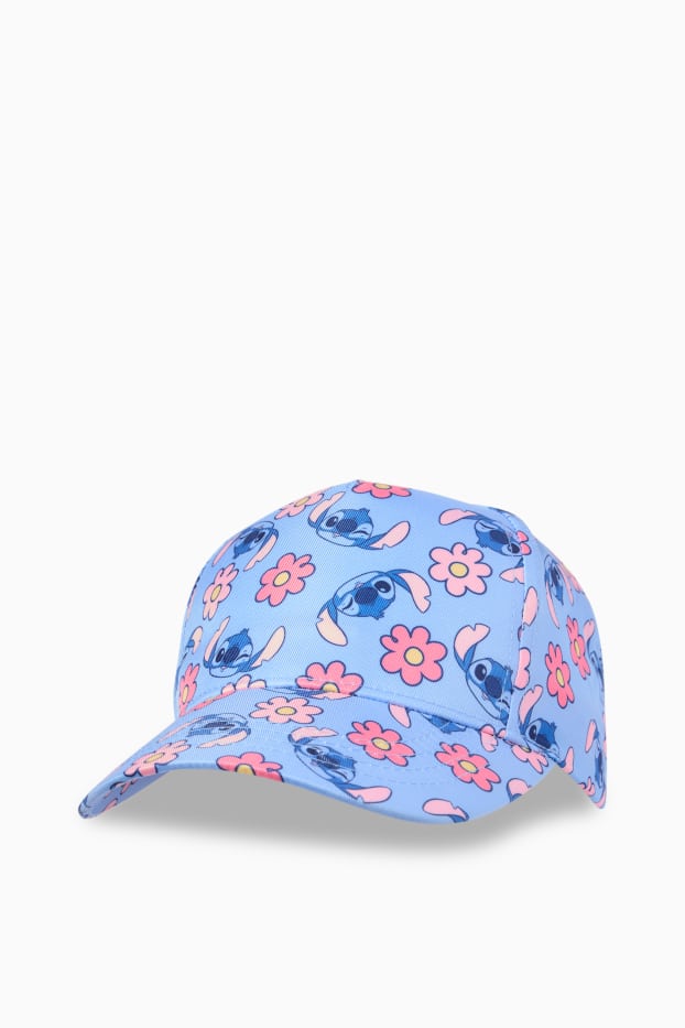 Kinder Mädchen - Lilo & Stitch - Baseballcap - geblümt - blau  / pink