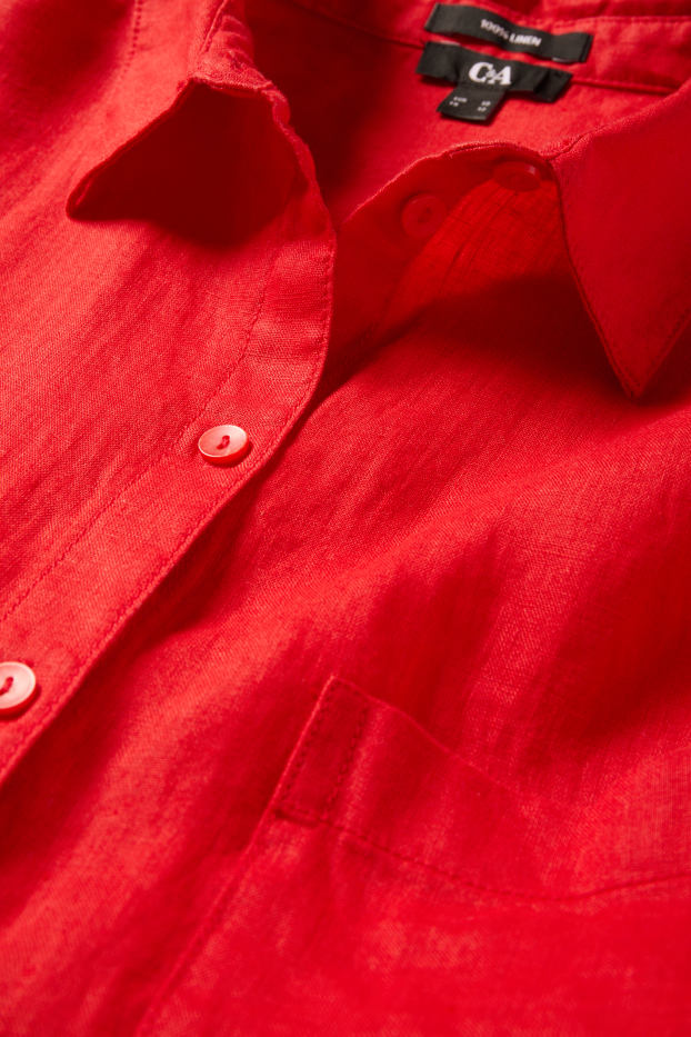 Femei - Bluză de in - roșu