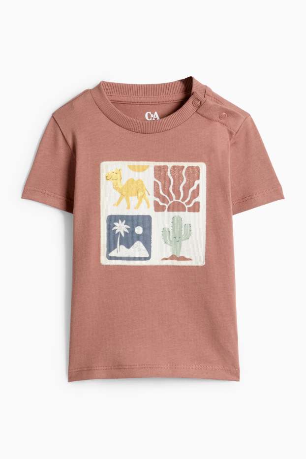 Miminka - chlapci - Velbloud - tričko s krátkým rukávem pro miminka - světle hnědá