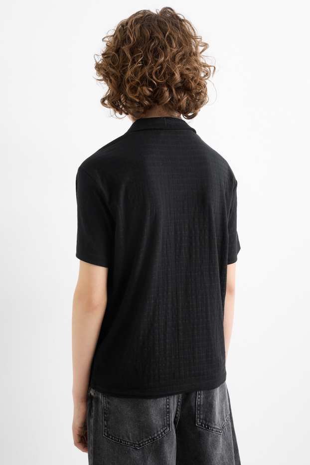 Children Boys - Shirt - textured - black