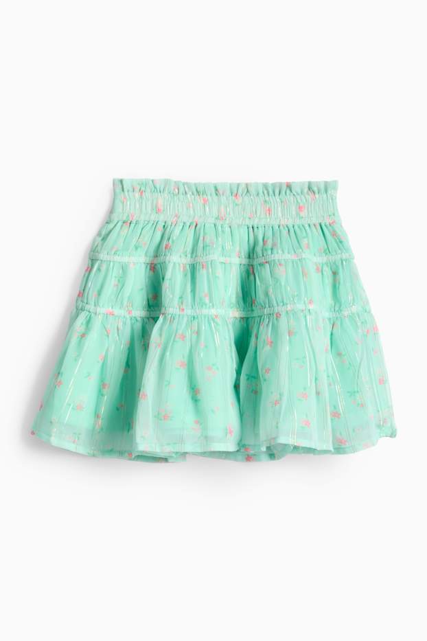 Copii - Fete - Floare - fustă - aspect lucios - verde deschis