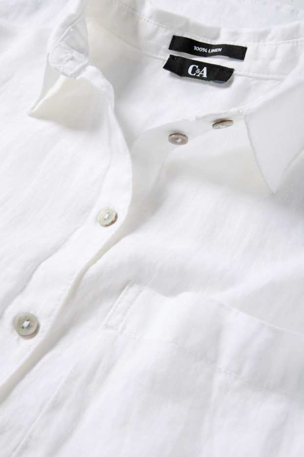 Women - Linen shirt blouse - white
