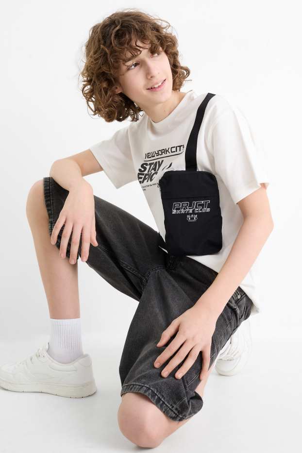 Children Boys - New York City - short sleeve T-shirt - white / black