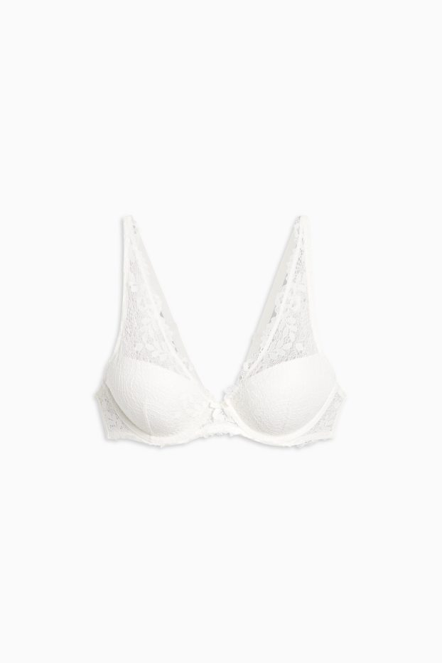 Women - Underwire bra - PLUNGE - padded - white