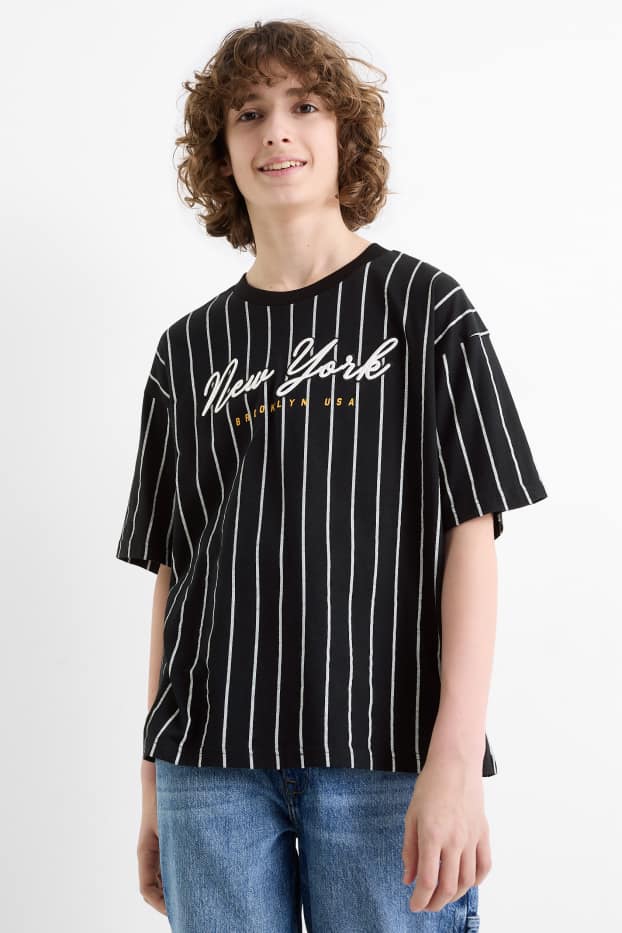 Bambini - New York - t-shirt - a righe - nero / bianco