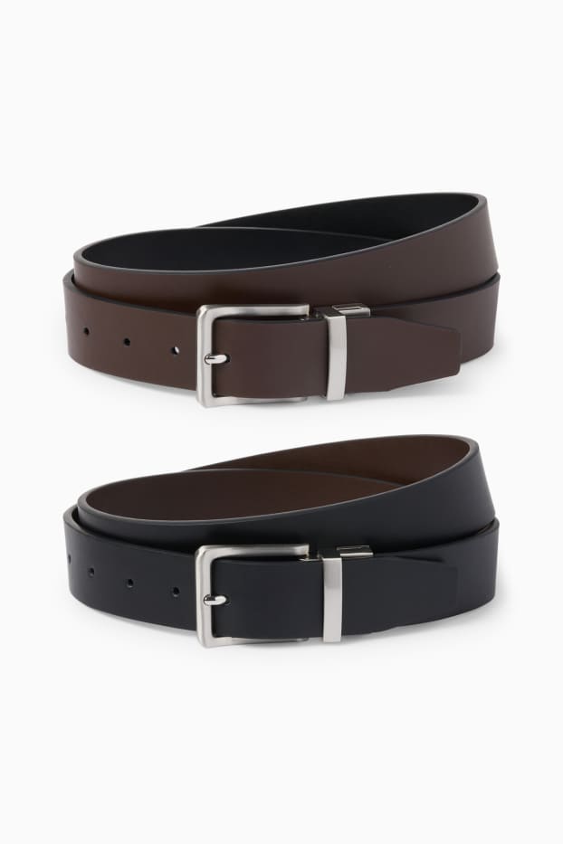 Herren - Wende-Gürtel - Lederimitat - schwarz