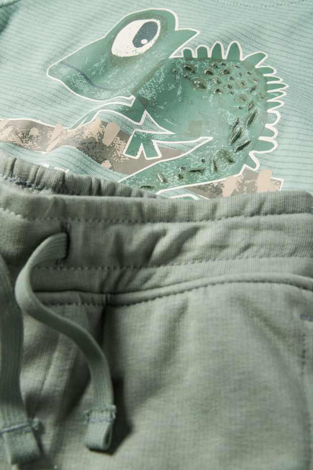 Kinder Buben - Chamäleon - Set - Kurzarmshirt und Sweatshorts - 2 teilig - grün