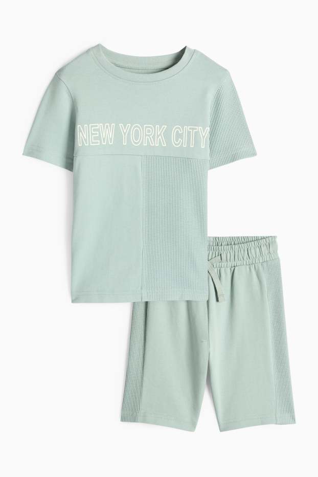 Enfants garçons - New York - ensemble - T-shirt et short - 2 pièces - vert