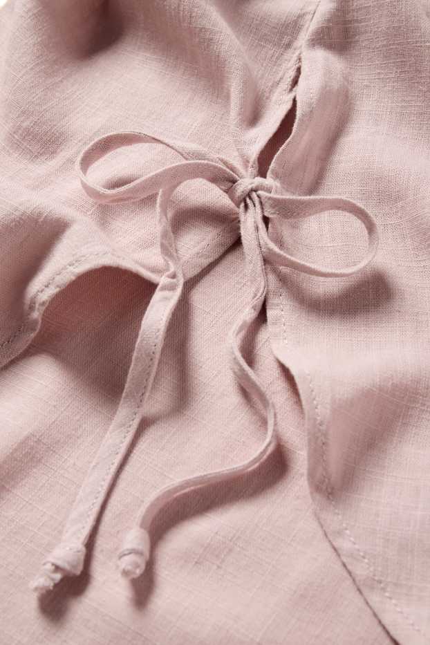 Women - Shirt blouse with linen content - dark rose