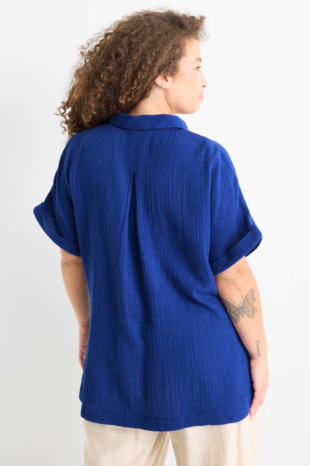 Dona - Brusa de mussolina - blau fosc