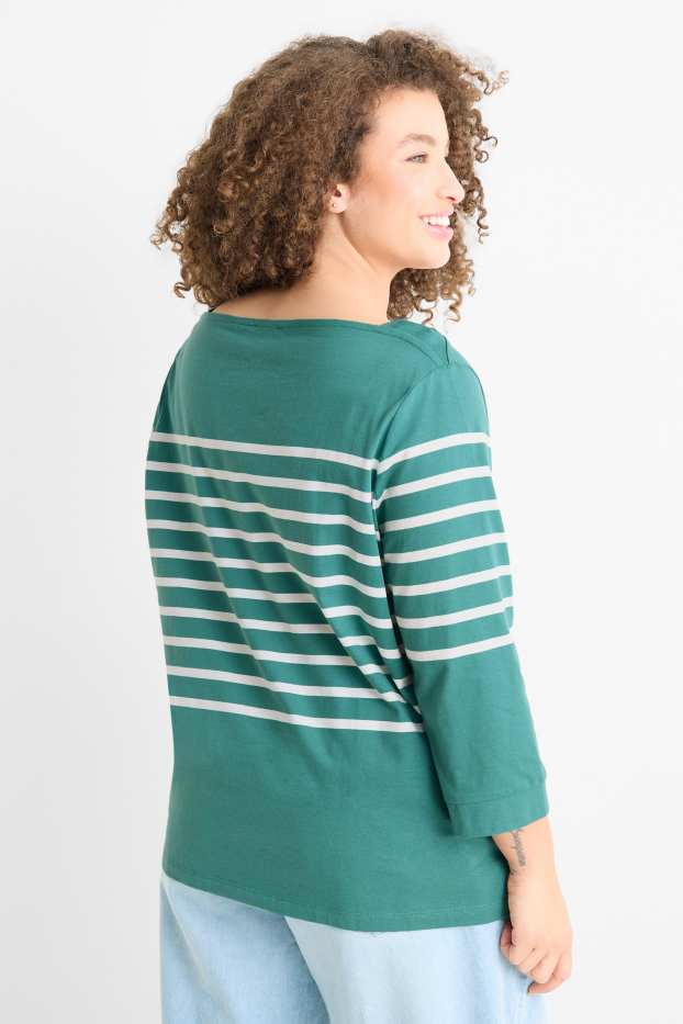 Damen - Langarmshirt - Regular Fit - gestreift - türkis