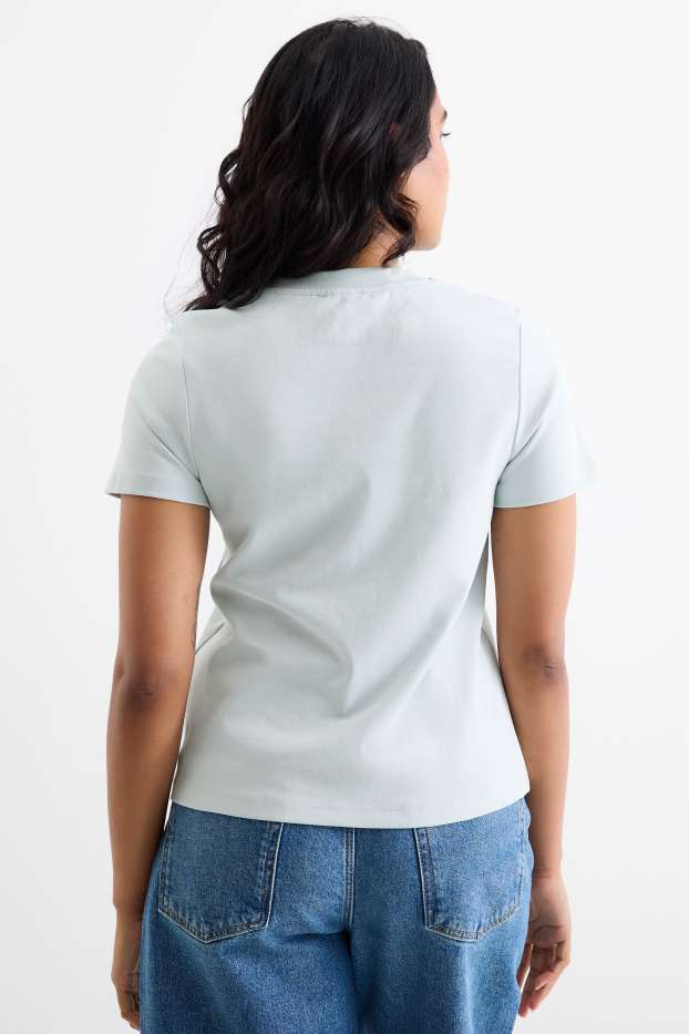 Femei - Tricou cu ștrasuri - regular fit - turcoaz deschis