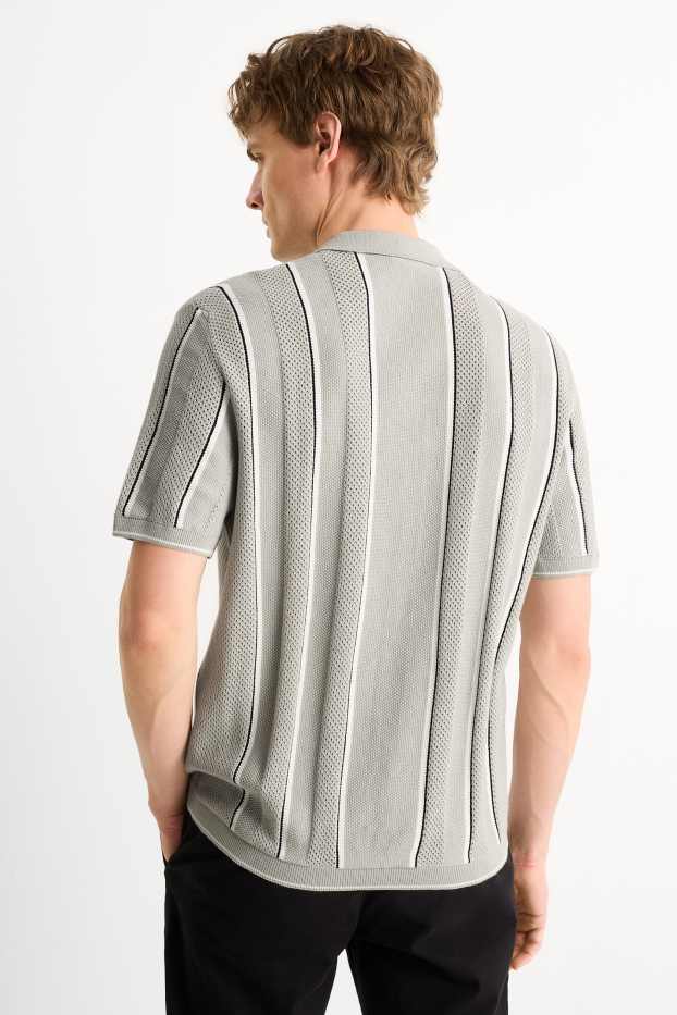 Uomo - Camicia in maglia - regular fit - collo revers - a righe - verde menta