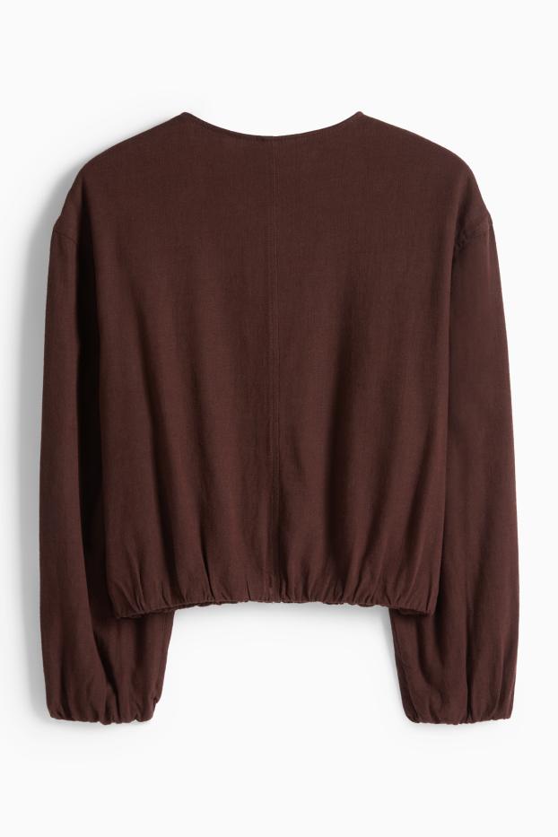 Dámské - Blouson s lněným podílem - tmavohnědá