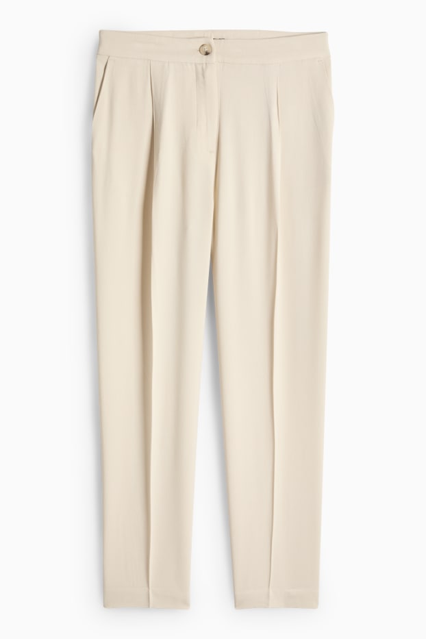 Damen - Stoffhose - High Waist - Tapered Fit - cremefarben