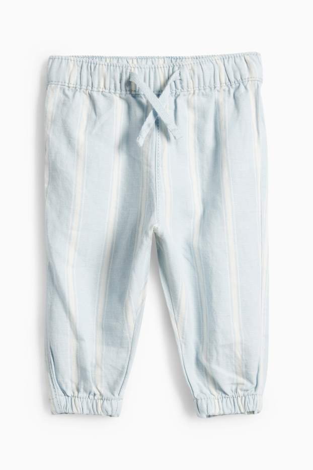 Baby Buben - Baby-Outfit mit Leinen-Anteil - blau / cremefarben