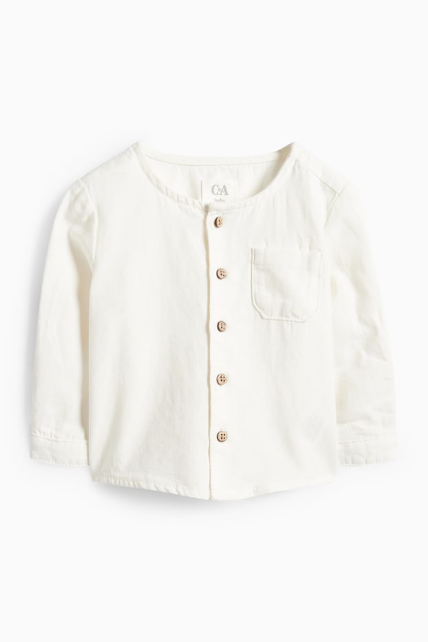 Baby Buben - Baby-Outfit mit Leinen-Anteil - blau / cremefarben