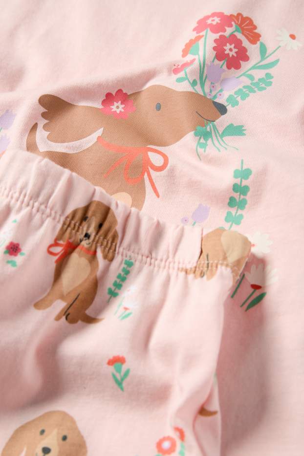 Kinderen: meisjes - Teckel - shortama - 2-delig - roze