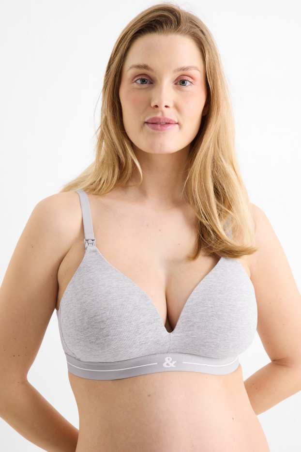 Dámské - Kojící podprsenka bez kostic - s vycpávkami - šedá