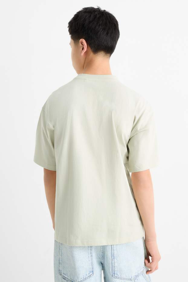 Children Boys - Bunny rabbit - short sleeve T-shirt - black / beige