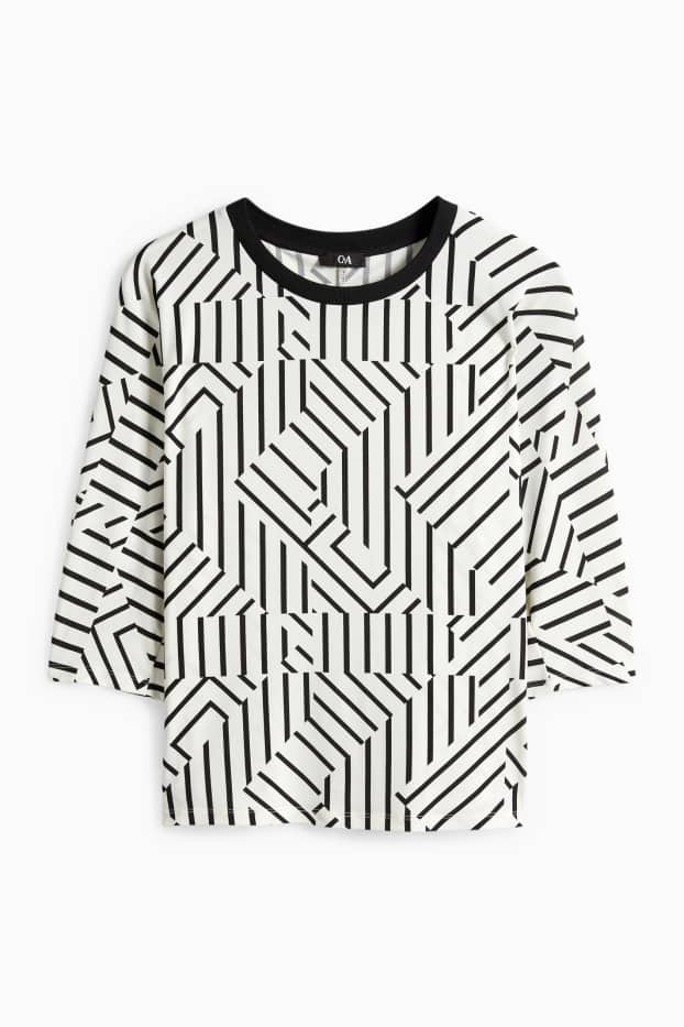 Donna - T-shirt - relaxed fit - fantasia - bianco / nero