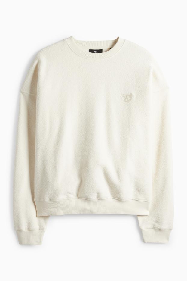 Herren - Sweatshirt - strukturiert - cremefarben