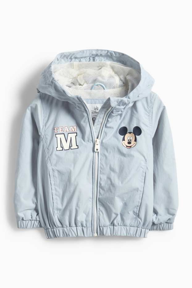 Baby Jungen - Micky Maus - Jacke mit Kapuze - wasserabweisend - hellblau