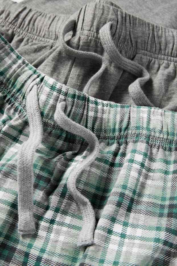 Herren - Multipack 2er - Pyjama-Shorts - grün / grau