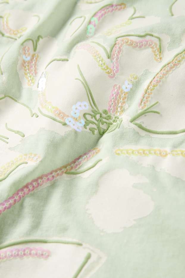 Damen - T-Shirt - Regular Fit - Glanz-Effekt - mintgrün