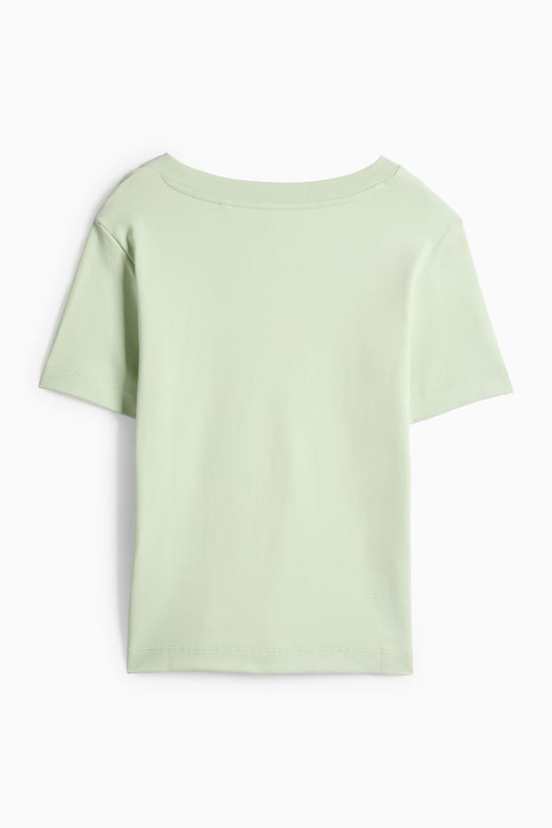 Femmes - T-shirt avec encolure en V - slim fit - vert menthe