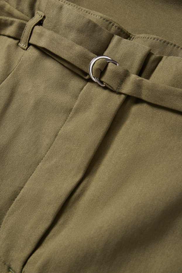 Dames - Pantalon met riem - high waist - slim fit - groen