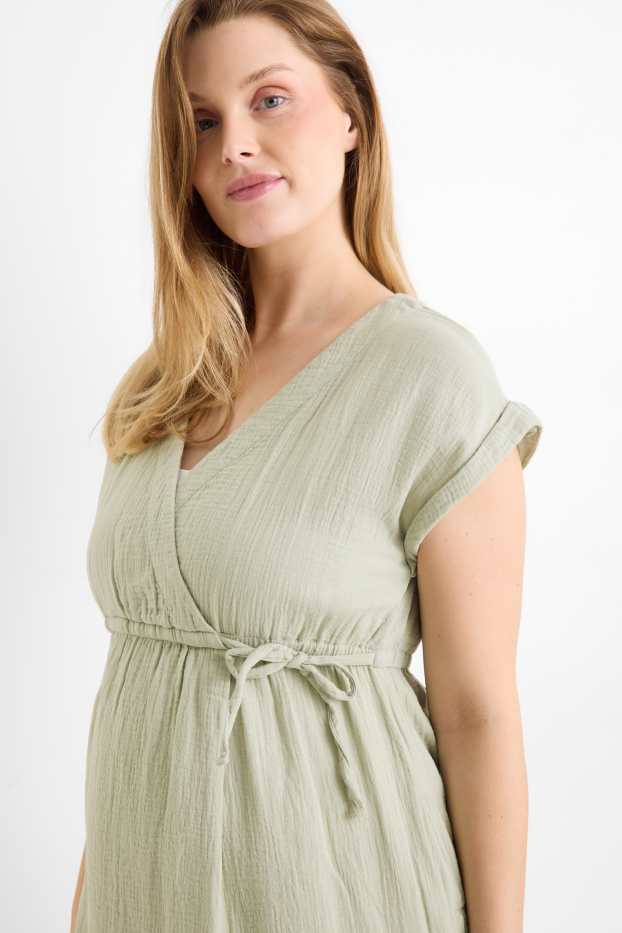 Dames - Voedingsblouse van mousselinestof - lichtgroen