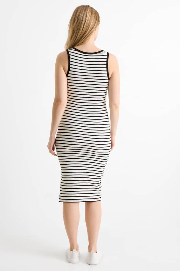 Damen - Still-Bodycon-Kleid - gerippt - gestreift - schwarz / weiss