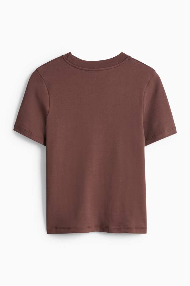 Women - T-shirt - slim fit - dark brown
