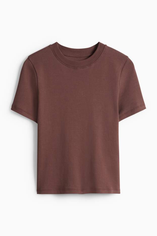 Women - T-shirt - slim fit - dark brown