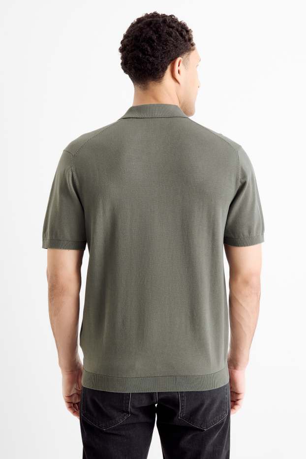 Herren - Strick-Poloshirt - Regular Fit - khaki