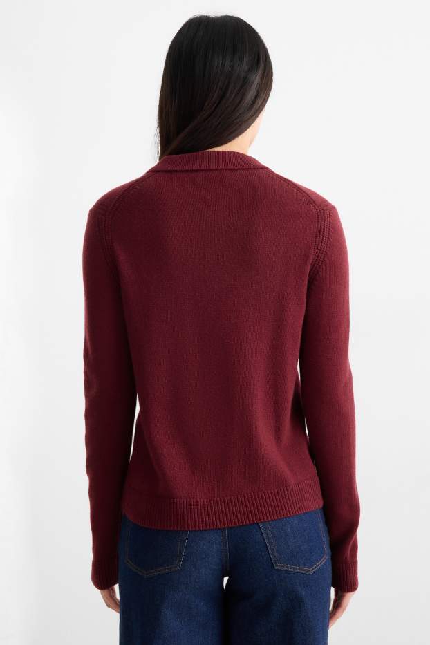 Damen - Pullover - Woll-Mix - bordeaux