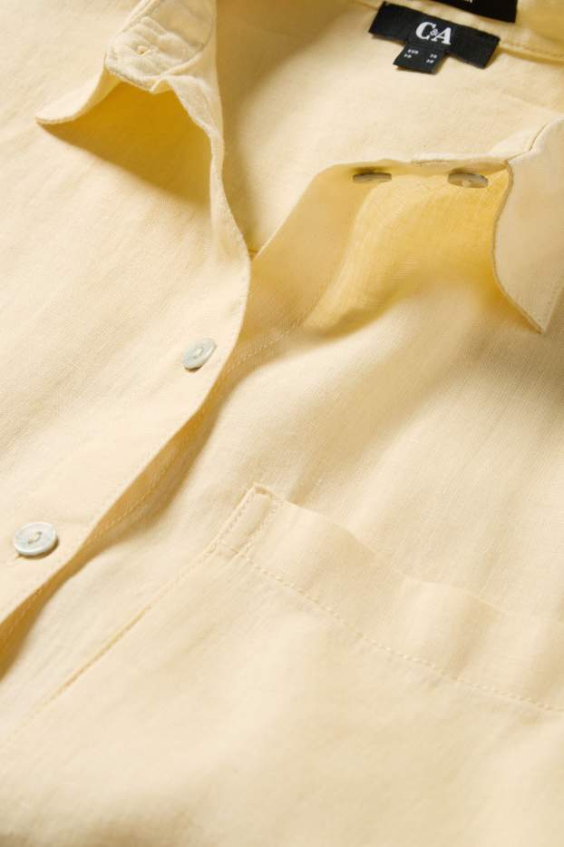 Women - Linen shirt blouse - yellow