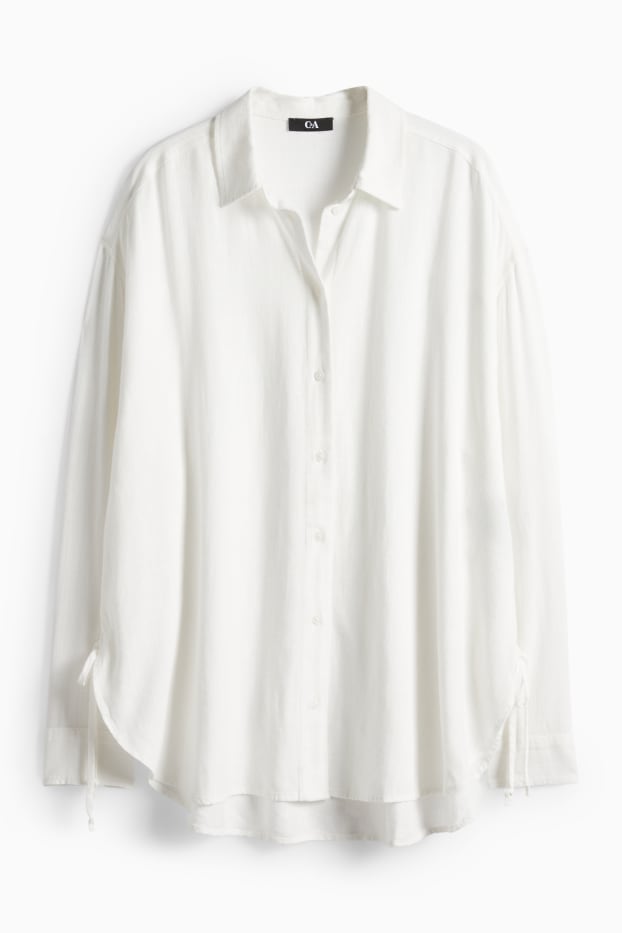 Femmes - Chemisier contenant du lin - blanc