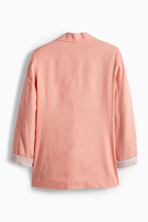 Femmes - Blazer long - regular fit - lin mélangé - corail