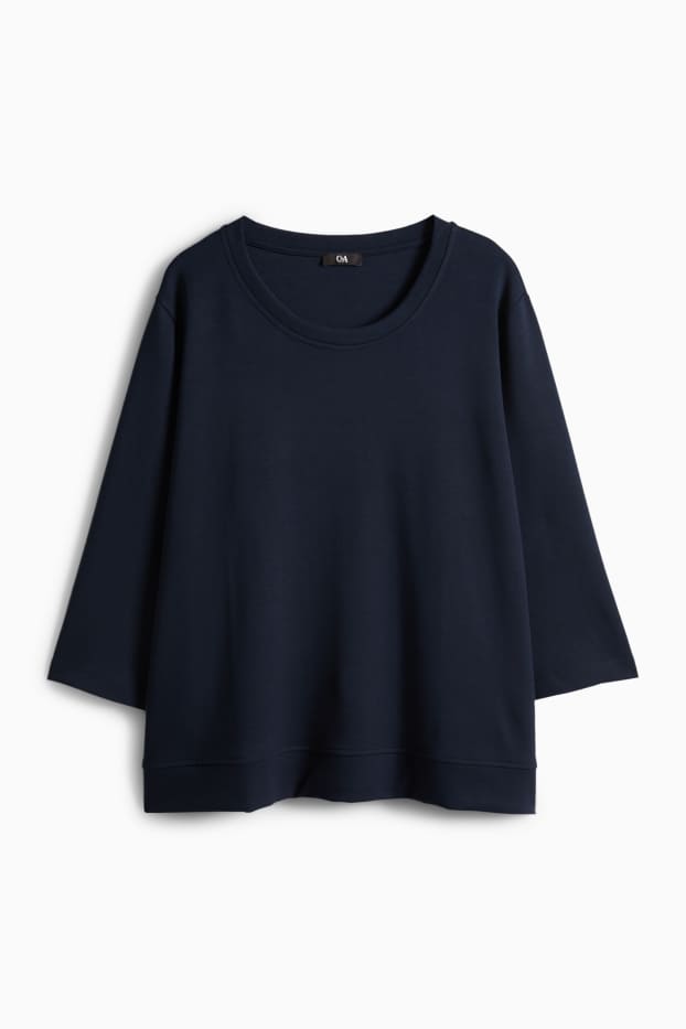 Dámské - Tričko s dlouhým rukávem - relaxed fit - tmavomodrá