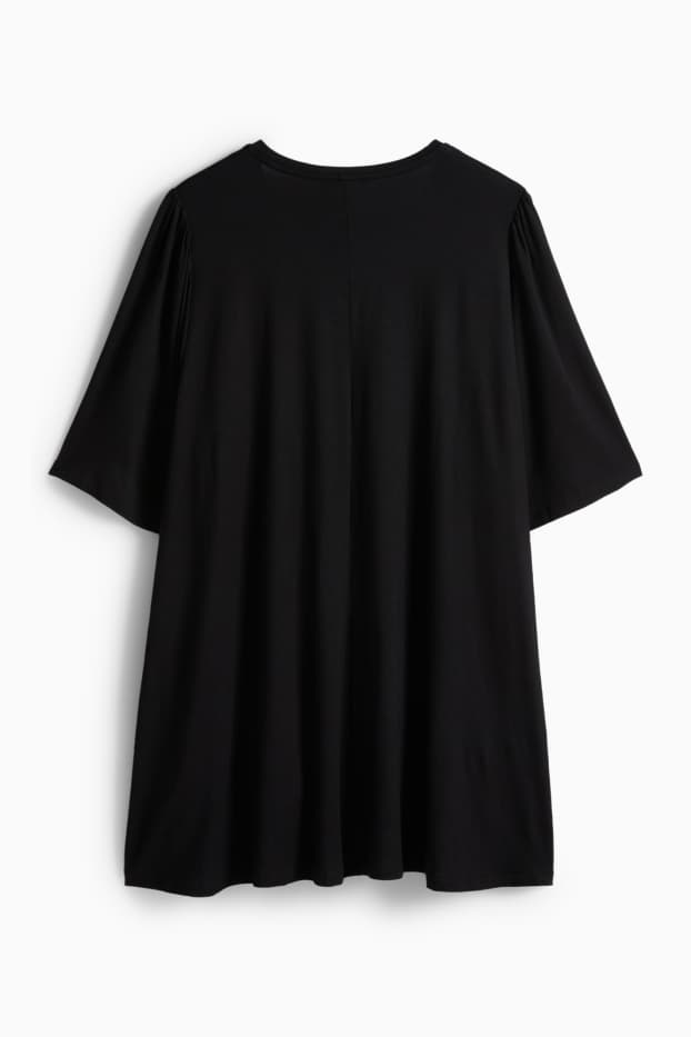 Femei - Tricou cu decolteu în V - negru