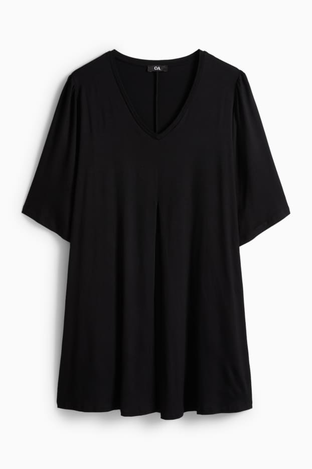 Femei - Tricou cu decolteu în V - negru