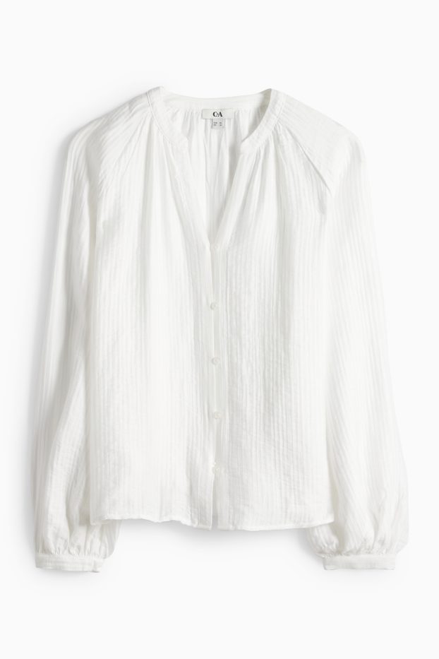 Femmes - Chemisier avec encolure en V - blanc