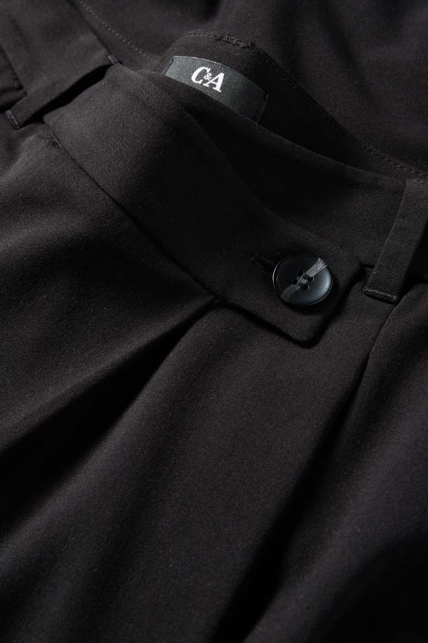 Femmes - Pantalon de toile - mid waist - barrel leg - noir